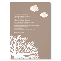 tropical coral fish beach wedding invitation